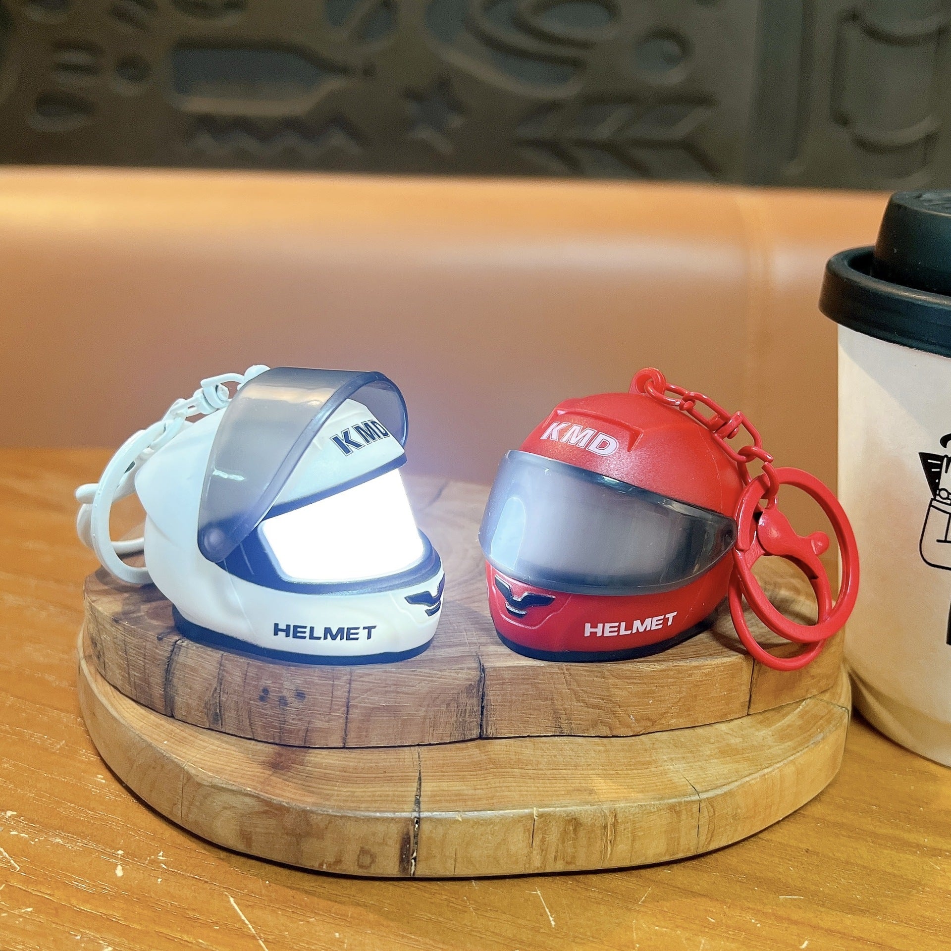 Mini Motorcycle Helmet LED Keychain